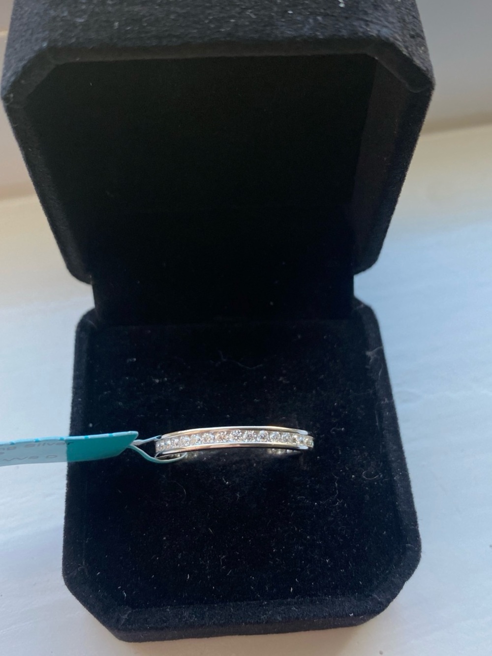 Sterling Silver and Moissanite Eternity Band Size 9